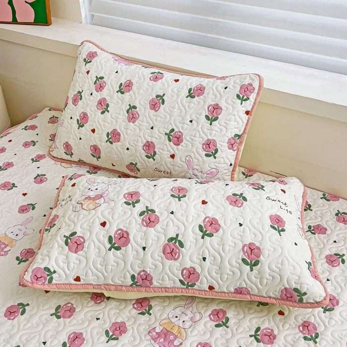 91家纺网 家纺一手货源 找家纺 纽缦家纺 水洗双层纱加厚加棉床笠-床垫保护套 曼塔玫瑰