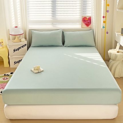 纽缦家纺 2024素色无印风云朵棉单床笠 纯色天蓝