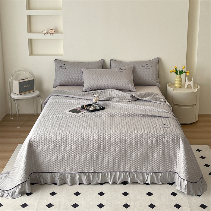 91家纺网 家纺一手货源 找家纺 OL家纺2024新款天丝夏被床盖三件套-爱恋 浅灰