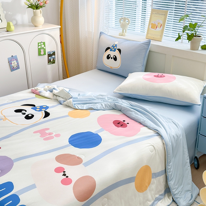 91家纺网 家纺一手货源 找家纺 星期八 2024新款针织棉夏被四件套 小鳄鱼