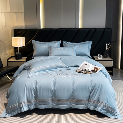 理想家家纺 2024新款纯棉13372全棉刺绣四件套 简爱-蓝