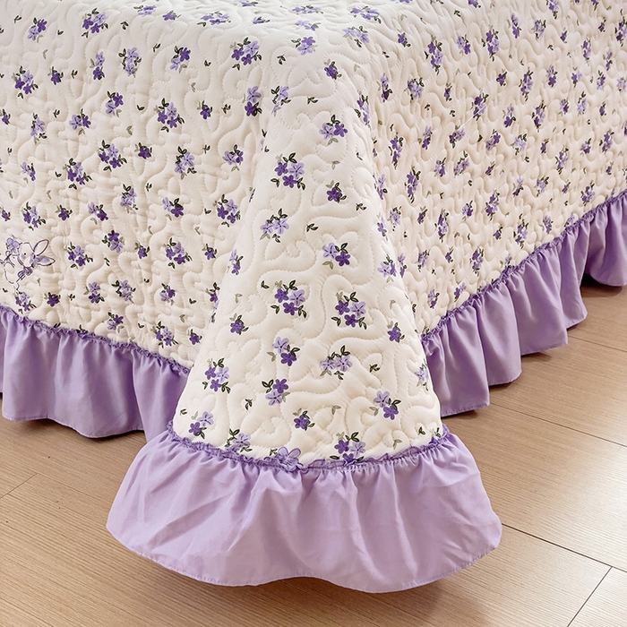 91家纺网 家纺一手货源 找家纺 纽缦家纺 2024水洗双层纱加厚加棉韩版床盖 撞进晚风