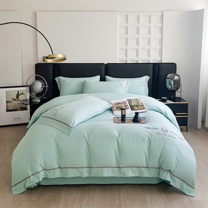91家纺网 家纺一手货源 找家纺 金麦2024新款舒适A类冰冰棉四件套 香浅绿