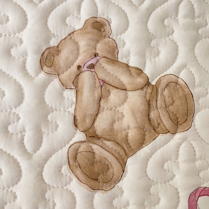 91家纺网 家纺一手货源 找家纺 纽缦家纺  水洗双层纱加厚加棉床垫 童话小熊