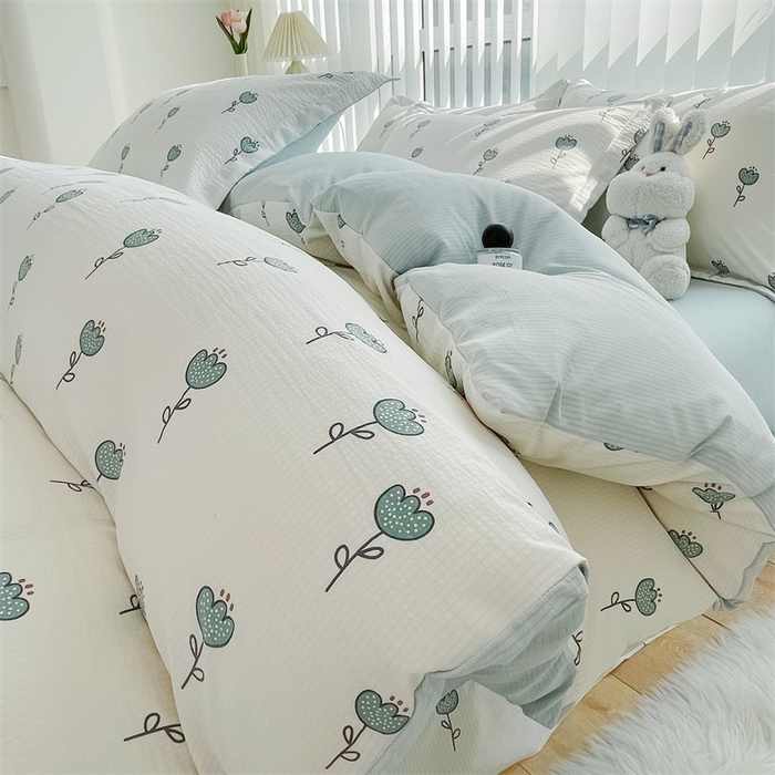 91家纺网 家纺一手货源 找家纺 （总）可思家纺 2024新款直播爆款泡泡棉四件套现货供应