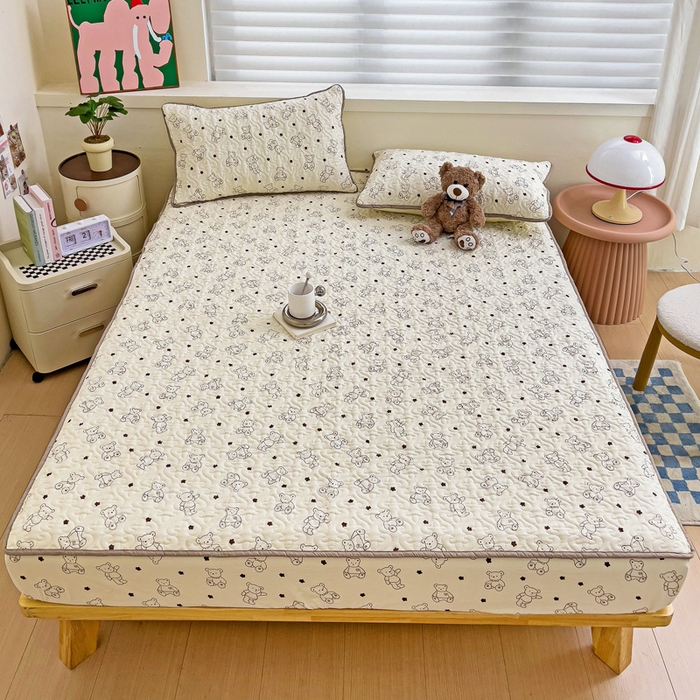 91家纺网 家纺一手货源 找家纺 纽缦家纺 水洗双层纱加厚加棉床笠-床垫保护套 小熊院长