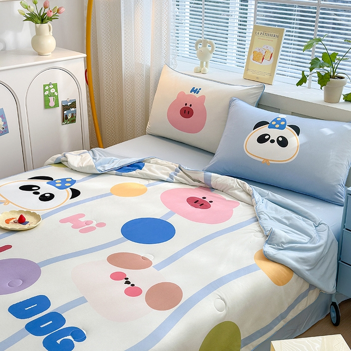 91家纺网 家纺一手货源 找家纺 星期八 2024新款针织棉夏被四件套 小鳄鱼