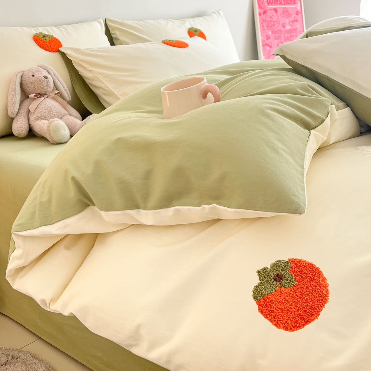 91家纺网 家纺一手货源 找家纺 琪格格2024新款纯棉毛巾绣四件套 心想事成