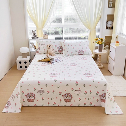 锦罗绣 2024新款13372全棉印花单品床单 郁金香