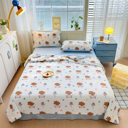 星期八 2024新款针织棉夏被四件套 波点熊