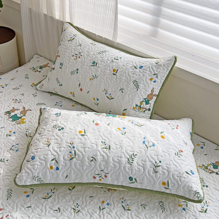 91家纺网 家纺一手货源 找家纺 纽缦家纺 水洗双层纱加厚加棉床笠-床垫保护套 小兔堡