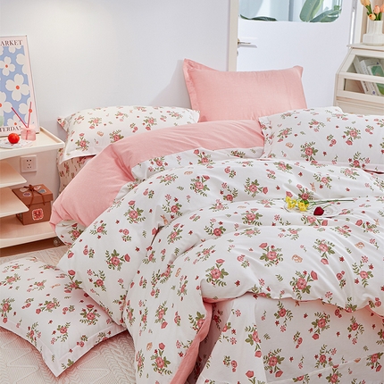 元元 2024新款小清新全棉四件套系列 -被套夹棉四件套 古茗