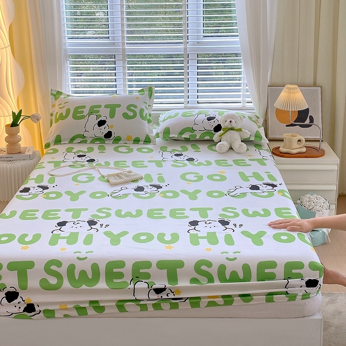 91家纺网 家纺一手货源 找家纺 金丝兔 2025新款植物羊绒磨毛单床笠 幸运狗