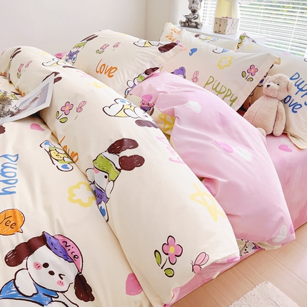 锦罗绣 2024新款13372印花全棉四件套 快乐狗