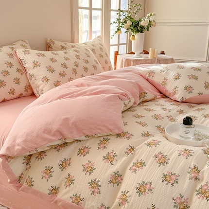 91家纺网 家纺一手货源 找家纺 （总）安哆啦 2024新款A类提花有氧泡泡棉泡芙棉四件套