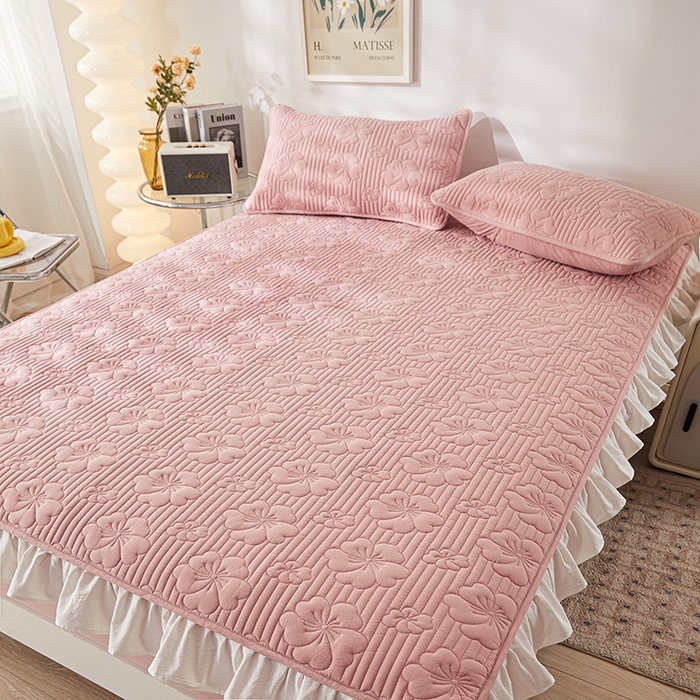 91家纺网 家纺一手货源 找家纺 （总）3C 2024新款全棉大豆夹棉唯美花边床笠