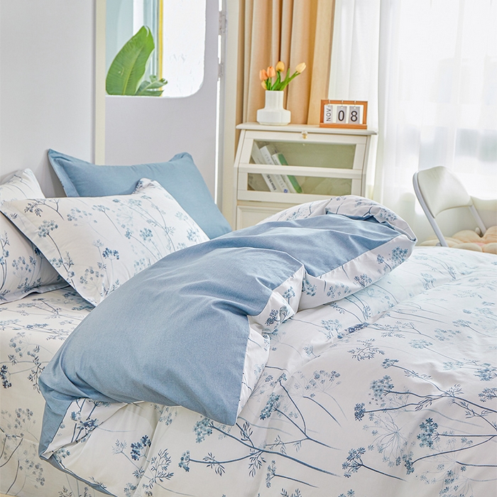 91家纺网 家纺一手货源 找家纺 元元 2024新款小清新全棉四件套系列 璀璨-兰