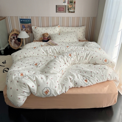 91家纺网 家纺一手货源 找家纺 （总）卧趣2024新款A类全棉有氧双层纱四件套