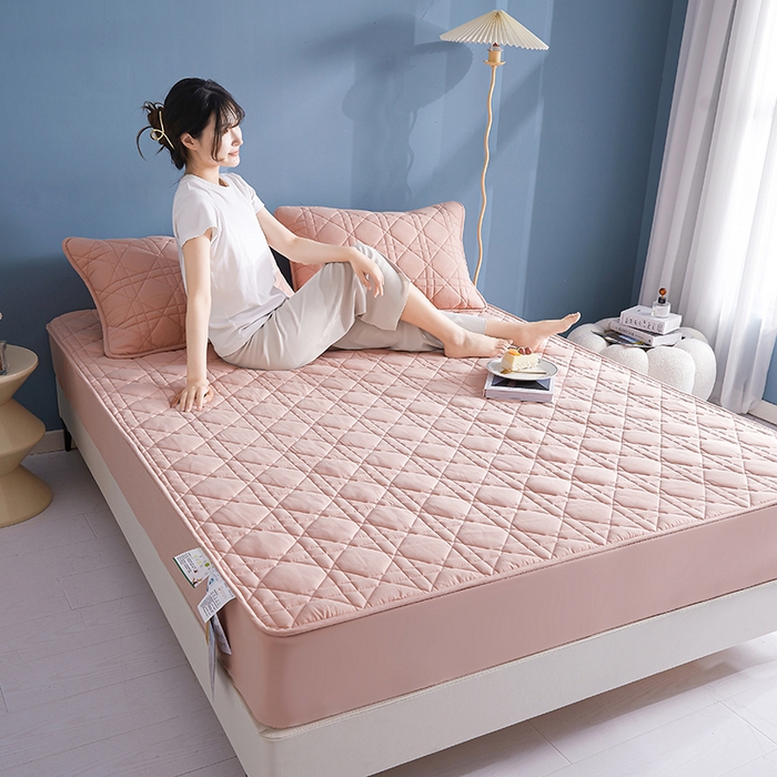 91家纺网 家纺一手货源 找家纺 3C 2024新款全棉水洗棉棉花床笠 柔蜜粉