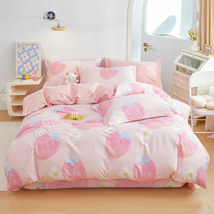 91家纺网 家纺一手货源 找家纺 （总）元元 2024新款小清新全棉四件套系列