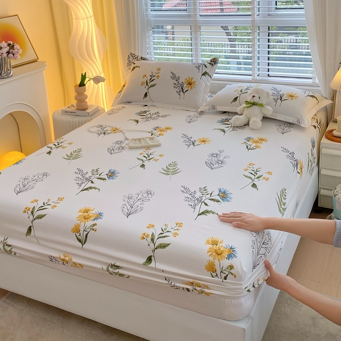 91家纺网 家纺一手货源 找家纺 金丝兔 2025新款植物羊绒磨毛单床笠 花茶