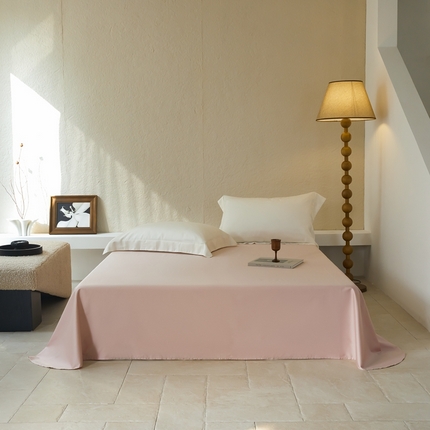 91家纺网 家纺一手货源 找家纺 鹿班家居 2024新款100S长绒棉纯色单品床单（场景二）标准会员-5 虾粉