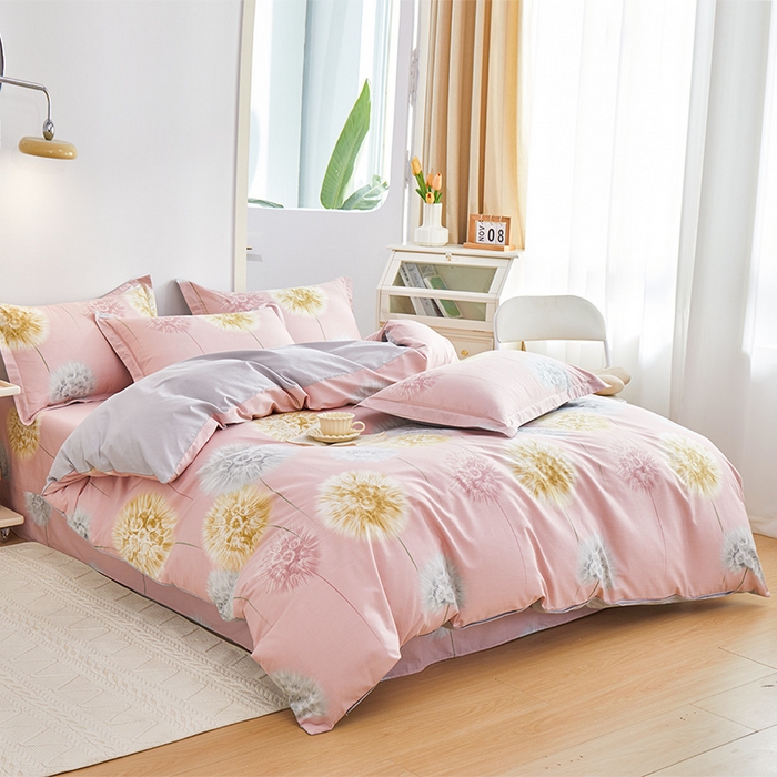 91家纺网 家纺一手货源 找家纺 元元 2024新款小清新全棉四件套系列 惟妙惟肖-粉