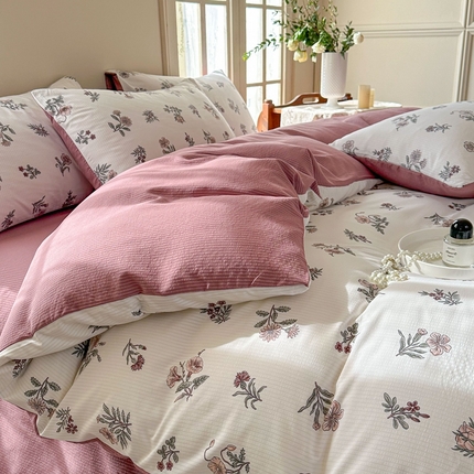 91家纺网 家纺一手货源 找家纺 （总）安哆啦 2024新款A类提花有氧泡泡棉泡芙棉四件套