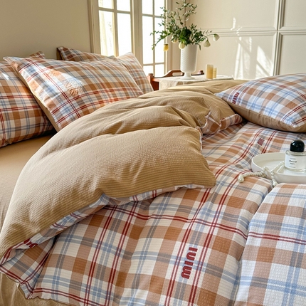 91家纺网 家纺一手货源 找家纺 （总）安哆啦 2024新款A类提花有氧泡泡棉泡芙棉四件套