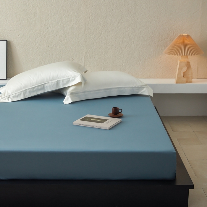 91家纺网 家纺一手货源 找家纺 鹿班家居 2024新款100S长绒棉纯色单品床笠（场景二） 绒丝绿