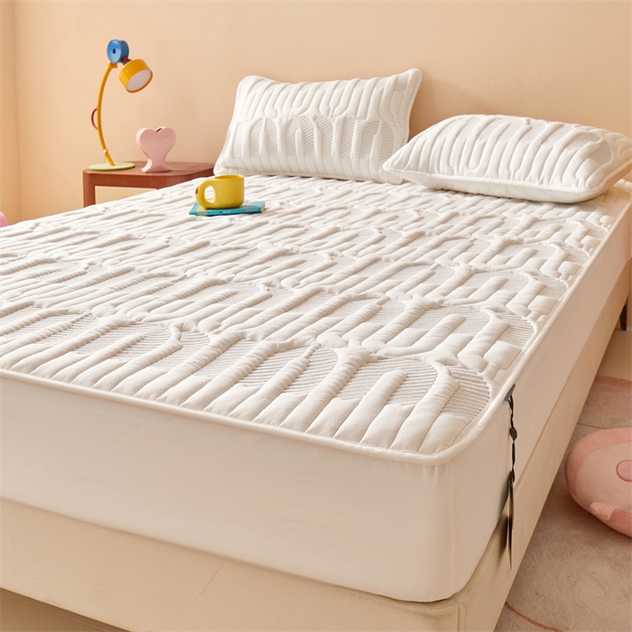 91家纺网 家纺一手货源 找家纺 3C 2024新款miumiu全棉水洗棉床笠 云朵白