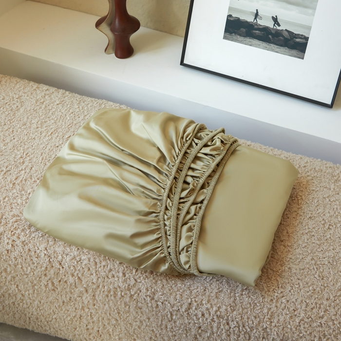 91家纺网 家纺一手货源 找家纺 鹿班家居 2024新款100S长绒棉纯色单品床笠（场景二） 竹青色