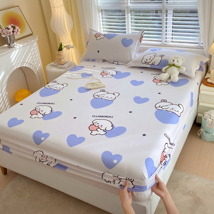 91家纺网 家纺一手货源 找家纺 金丝兔 2025新款植物羊绒磨毛单床笠 呆萌狗