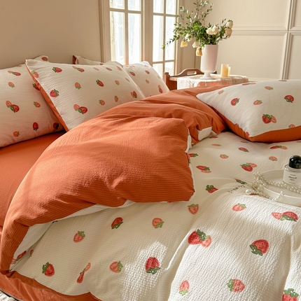 91家纺网 家纺一手货源 找家纺 （总）安哆啦 2024新款A类提花有氧泡泡棉泡芙棉四件套