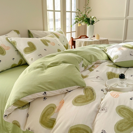 91家纺网 家纺一手货源 找家纺 （总）安哆啦 2024新款A类提花有氧泡泡棉泡芙棉四件套