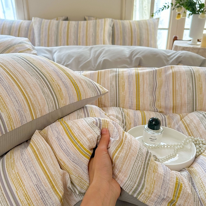 91家纺网 家纺一手货源 找家纺 （总）安哆啦 2024新款A类提花有氧泡泡棉泡芙棉四件套