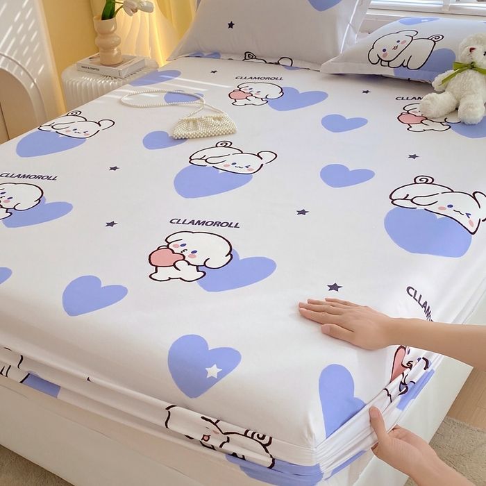 91家纺网 家纺一手货源 找家纺 金丝兔 2025新款植物羊绒磨毛单床笠 呆萌狗