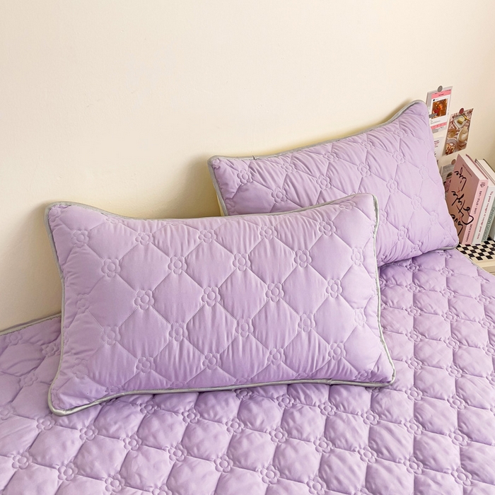 91家纺网 家纺一手货源 找家纺 纽缦家纺 2024云朵棉亲肤加厚加棉床笠 纯色芋泥紫