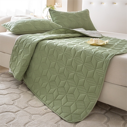 其奥 2024新款全棉床垫软垫床褥三件套 抹茶绿（床垫款）