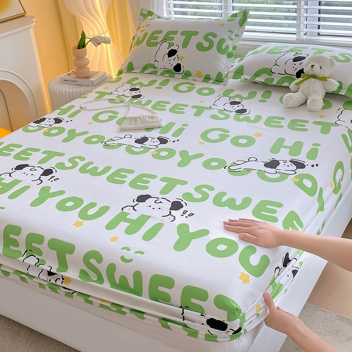 91家纺网 家纺一手货源 找家纺 金丝兔 2025新款植物羊绒磨毛单床笠 幸运狗