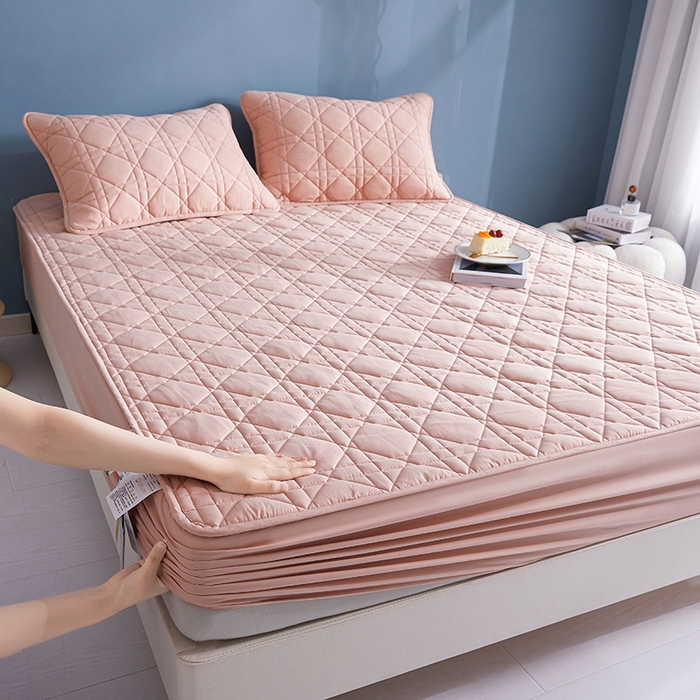 91家纺网 家纺一手货源 找家纺 3C 2024新款全棉水洗棉棉花床笠 柔蜜粉