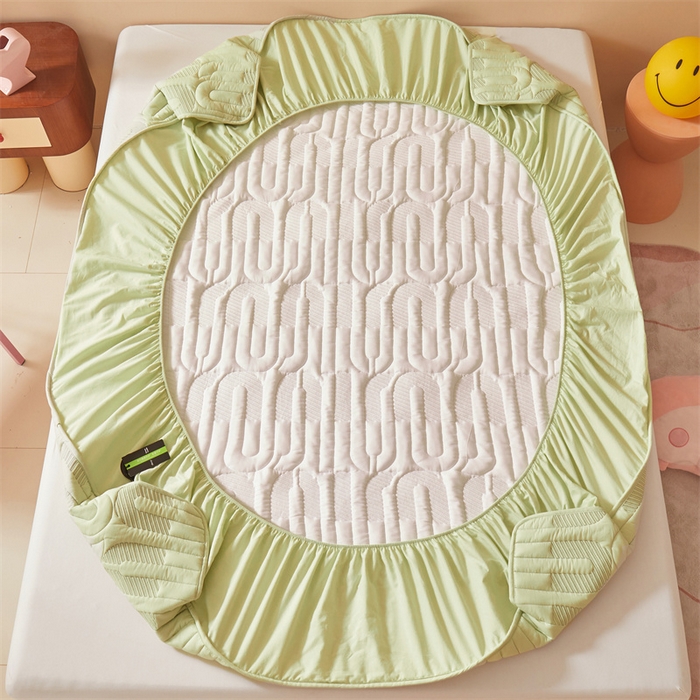 91家纺网 家纺一手货源 找家纺 3C 2024新款miumiu全棉水洗棉床笠 青果绿