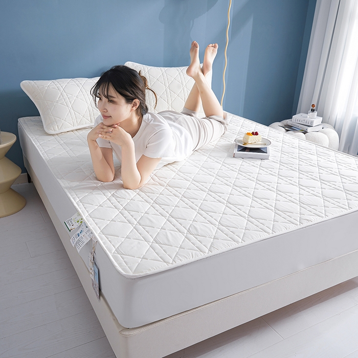 91家纺网 家纺一手货源 找家纺 3C 2024新款全棉水洗棉棉花床笠 素雅白