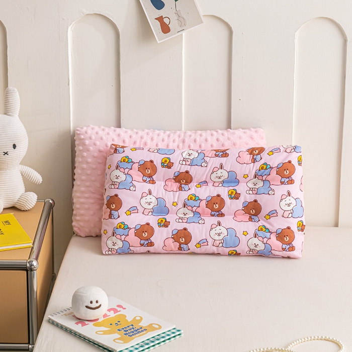 91家纺网 家纺一手货源 找家纺 可思家纺 2024新款儿童全棉豆豆枕枕头枕芯 安睡小熊40*60cm一只