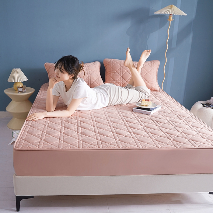 91家纺网 家纺一手货源 找家纺 3C 2024新款全棉水洗棉棉花床笠 柔蜜粉