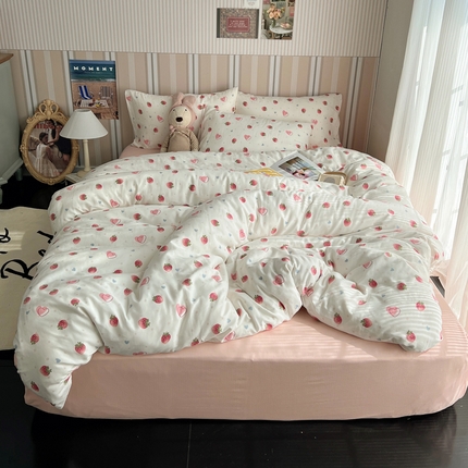 91家纺网 家纺一手货源 找家纺 （总）卧趣2024新款A类全棉有氧双层纱四件套