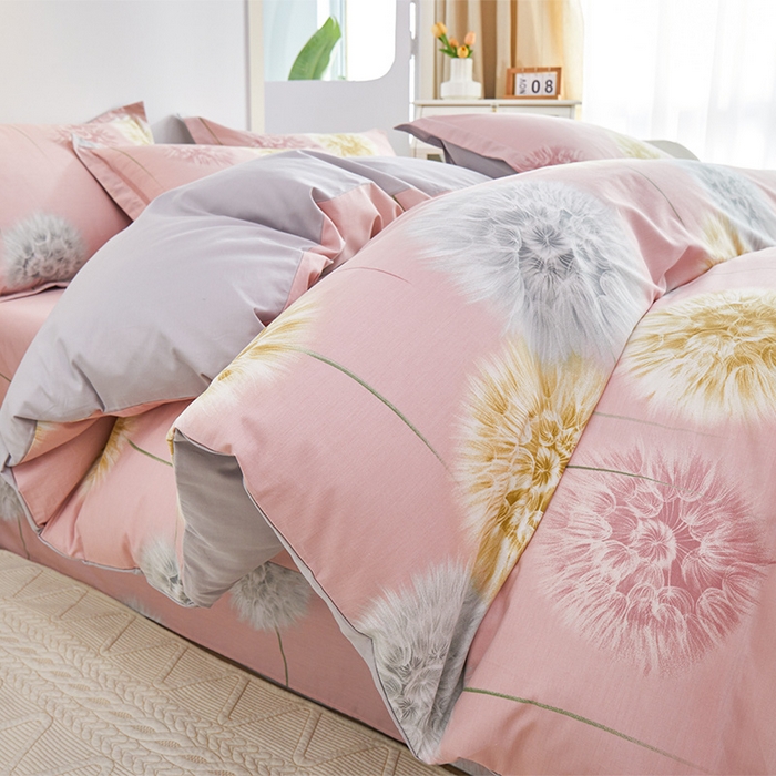 91家纺网 家纺一手货源 找家纺 元元 2024新款小清新全棉四件套系列 惟妙惟肖-粉