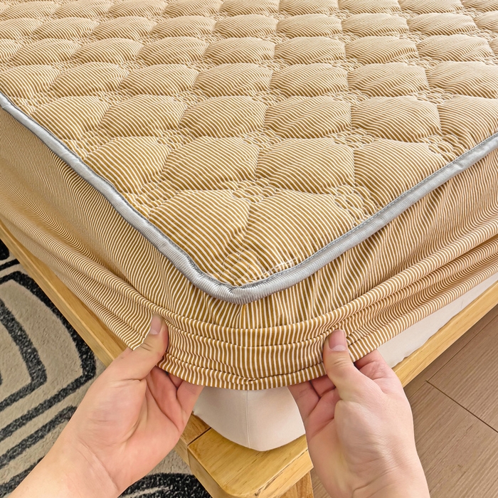 91家纺网 家纺一手货源 找家纺 纽缦家纺 2024云朵棉亲肤加厚加棉床笠 小黄条