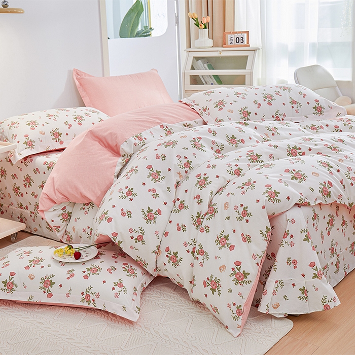 91家纺网 家纺一手货源 找家纺 元元 2024新款小清新全棉四件套系列 -被套夹棉四件套 古茗