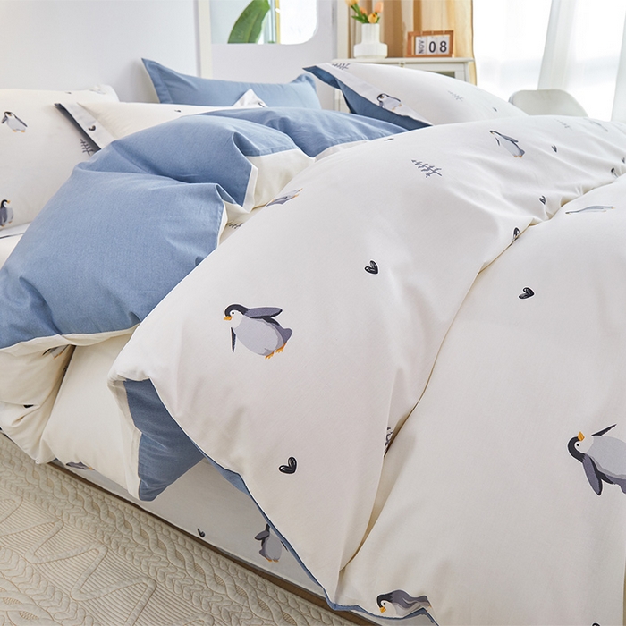 91家纺网 家纺一手货源 找家纺 元元 2024新款小清新全棉四件套系列 嗨皮-米